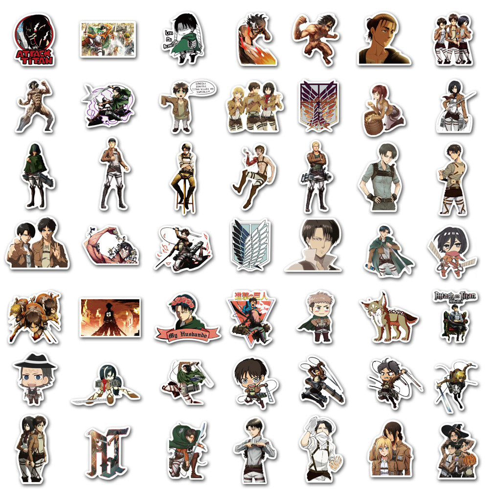 10 30 50 100pcs Attack on Titan Sticker Anime Icon Animal Stickers Gifts for Children to 4 - Attack On Titan Plush