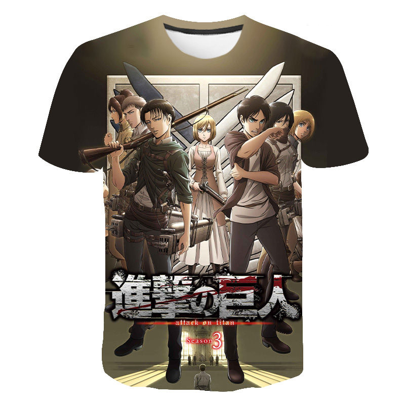 2023 New Anime Attack On Titan 3D Print T shirt Fashion Streetwear Men Women Sport Casual - Attack On Titan Plush