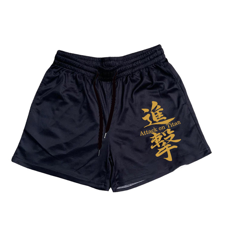 Anime Gym Shorts Men Women Attack on Titan Eren 3D Printed Casual Shorts Quick Mesh Dry 5 - Attack On Titan Plush