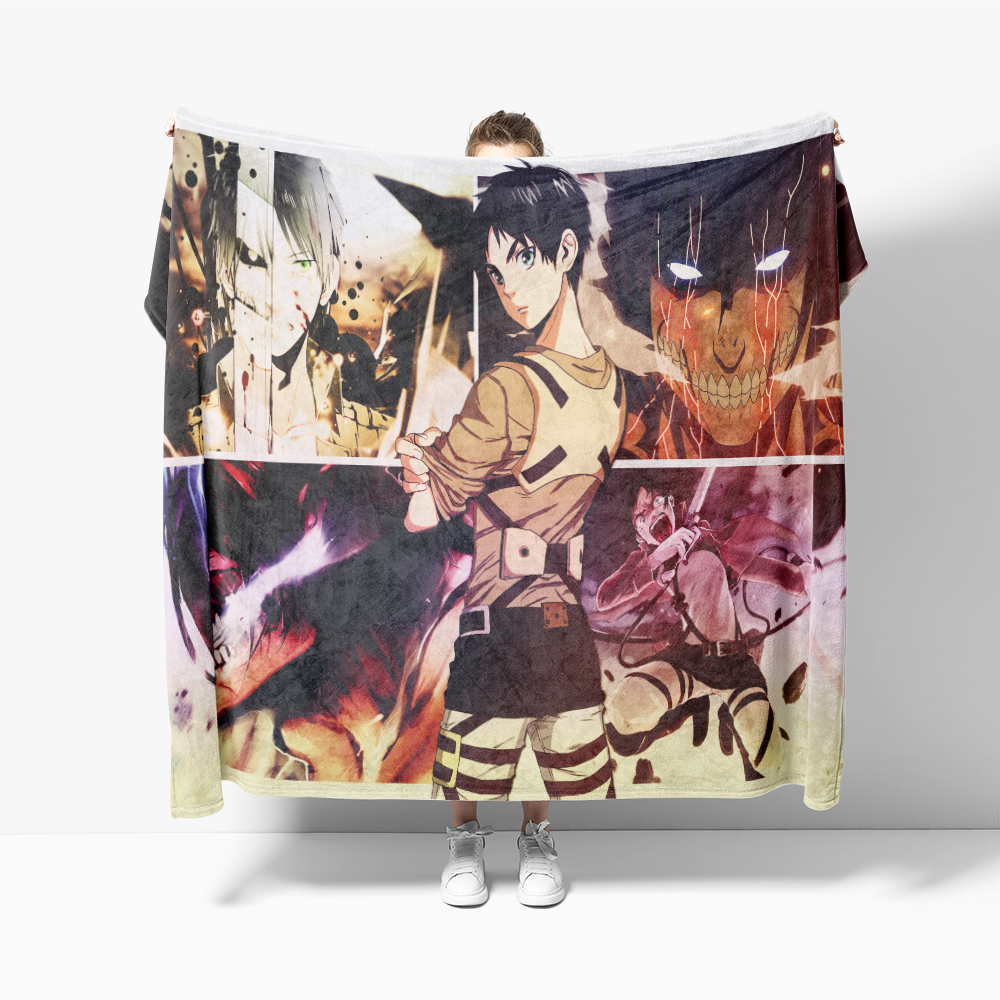 anime attack on titan soft flannel blankets breathable super warm bedding and travel blankets customizable bed 2 - Attack On Titan Plush